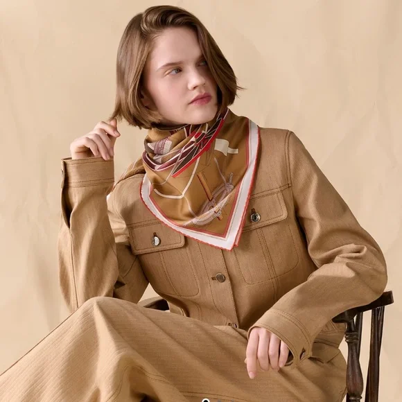 HERMES PETIT DUC DOUBLE FACE SCARF 90 SILK TWILL - Picture 6 of 11